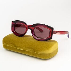 NEW Gucci GG1719S 004 Transparent Red Violet Women Square Sunglasses GG 1719S